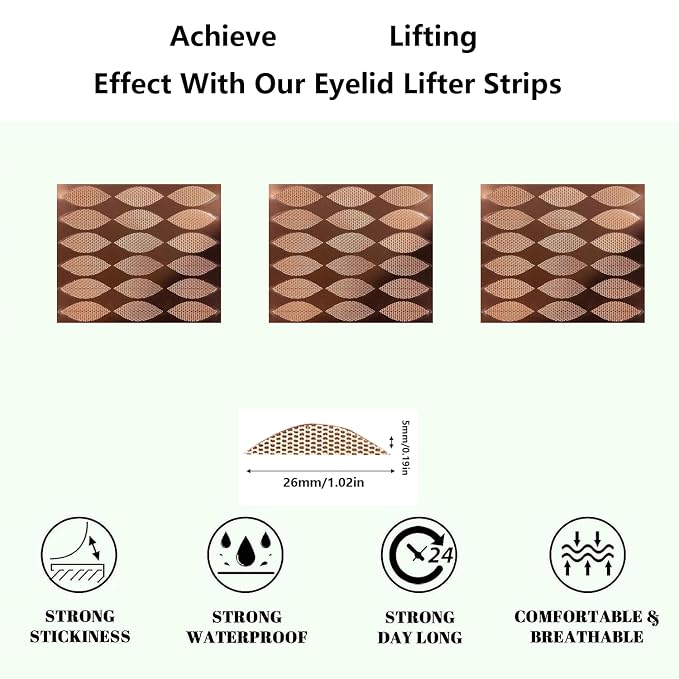 Natural Eyelid Tape Eyelid Lift Strips for Hooded Eyes 360PCS(3-5MM) Water