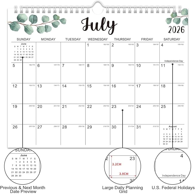 Comix 18 Month Wall Calendar 2026-2027 11x8.5 Inch, Monthly Planner Jul 2026 to Dec 2027, Thick 120GSM Paper with Stable Twin-Wire Binding for Home Office Planning