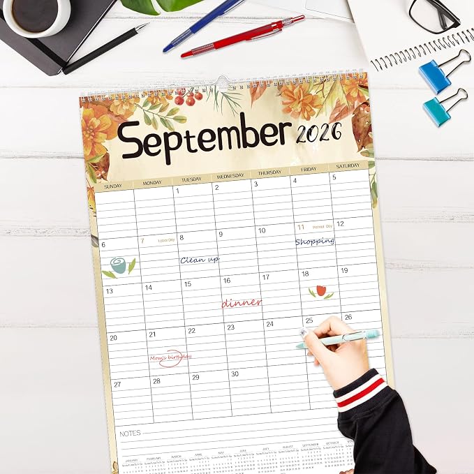 GuassLee Large Wall Calendar 2026-2027,24-Month Vertical Wall Calendar Runs from Jan. 2026 to Dec. 2027, 22"x15" Hanging Monthly Planner with Thick Paper Watercolor Design for Easy Organizing