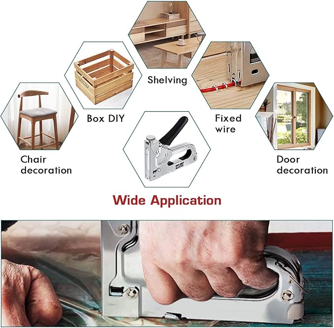 NEU MASTER 3 in 1 Staple Gun, Manual Upholstery Stapler Gun for Wood with 2000 Staples & Staple Remover, Adjustable Power Design for Furniture, Carpentry, DIY, Decoration & Home Repair