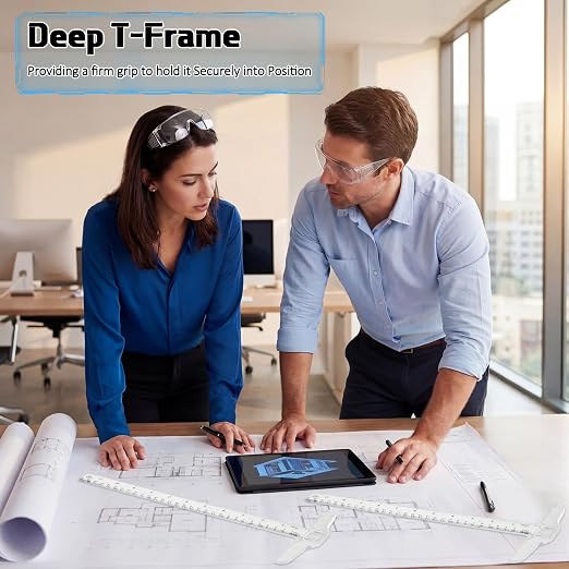 Pangda 12 Pcs 12 Inch T-Square Ruler Plastic Transparent T-Ruler for Drafting and General Layout Work