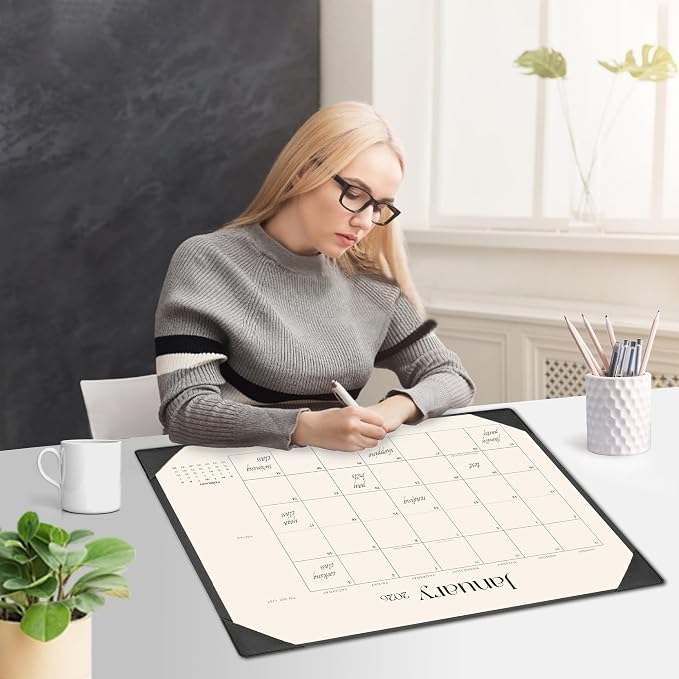 Large Desk Calendar 2026-2027 with Desk Mat, Desktop Calendar 18 Monthly Runs from January 2026 to June 2027, Desk Pad Calendar 22 x 17 Inch Perfect for Planning, Organizing, and Scheduling Your Life (Black)