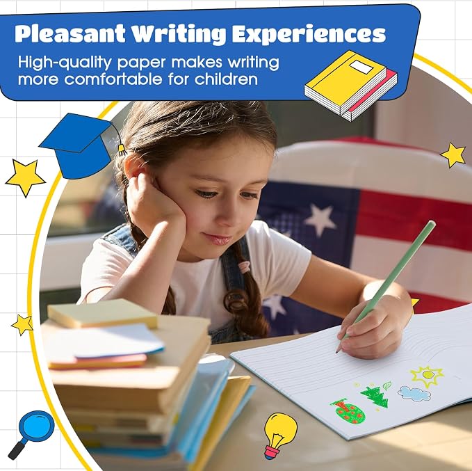 Henoyso 20 Pack Primary Composition Notebook, 9-3/4" x 7-1/2", Kids Primary Journal, K-2 Writing Notebook for Kids Student Draw Write Story Journal Half Blank Books(Blue)
