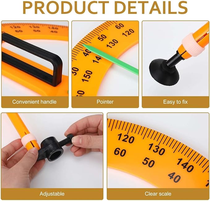 Magnetic Triangular Scale Ruler Set Drafting Tools Mathematics Protractor Pencil Compass, Math Geometry Classroom Teaching Measurement Set Oversized Ruler (3 Pcs Ruler and Protractor)