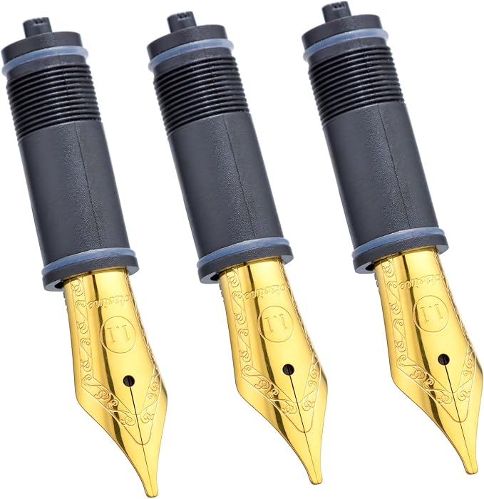 Asvine Set of 3 Number 6 Fountain Pen Replacement 1.1 Stub Nibs Gold Color - Compatible with V169, P20, P30 and V126