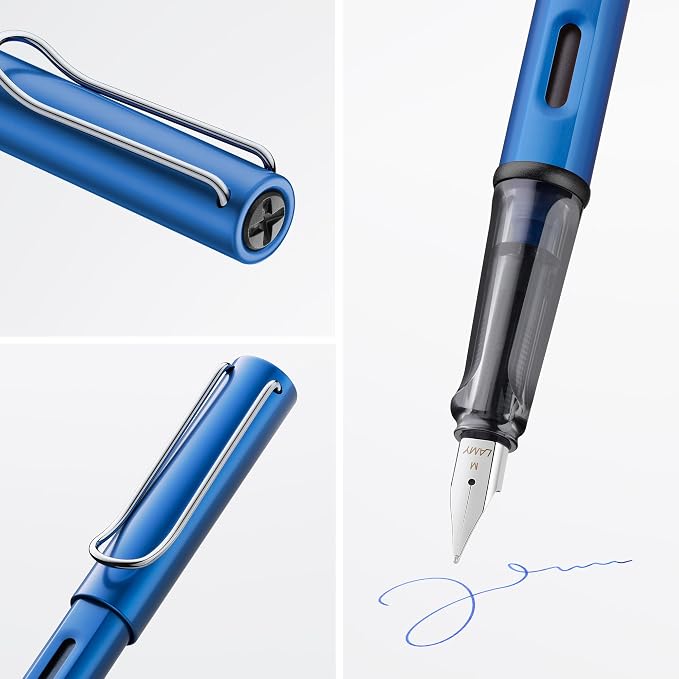 LAMY AL-star oceanblue - Fountain Pen with ergonomic grip & polished steel nib in size B - lightweight aluminum body - including LAMY T 10 blue cartridge - Right-Handed