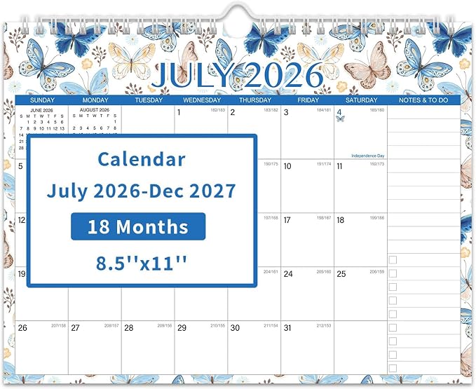 Comix 18 Month Wall Calendar 2026-2027 11x8.5 Inch, Monthly Planner Jul 2026 to Dec 2027, Thick 120GSM Paper with Stable Twin-Wire Binding for Home Office Planning