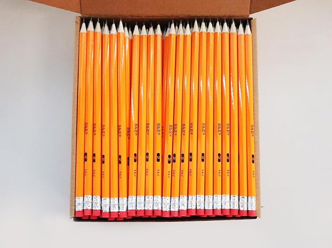 S & E TEACHER'S EDITION #2 HB Pencils 200 Count, Pre-Sharpened Wood-Cased Pencils with Eraser Tops, Yellow Bulk Pencil for Classroom Teacher Supplies, Writing, Drawing & Back to School