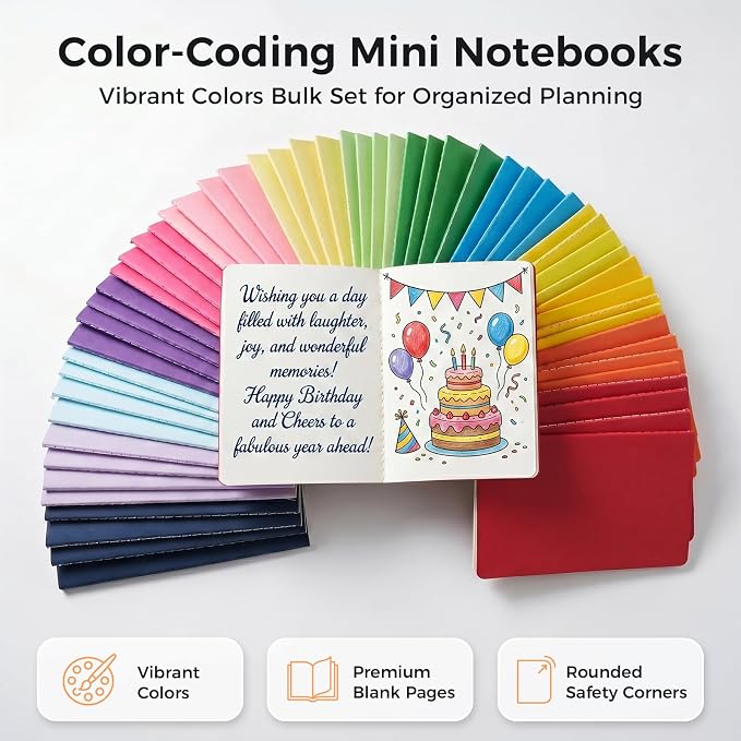 Koogel 56 Pack Mini Notebooks Bulk, Blank Small Pocket Notepads 3.5 x 5.5 Inch Memo Notepad Journals for Kids Students School Office Supplies