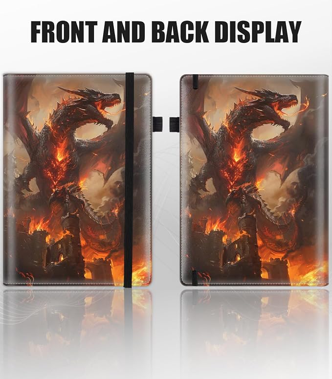 Hardcover Executive Notebooks, A5 PU Leather Lined Journal Notebook, 200 Pages Thick Paper Subject Notebooks for School,Work,Home Writing Business Notebook, Diary Book ，Fire Dragon