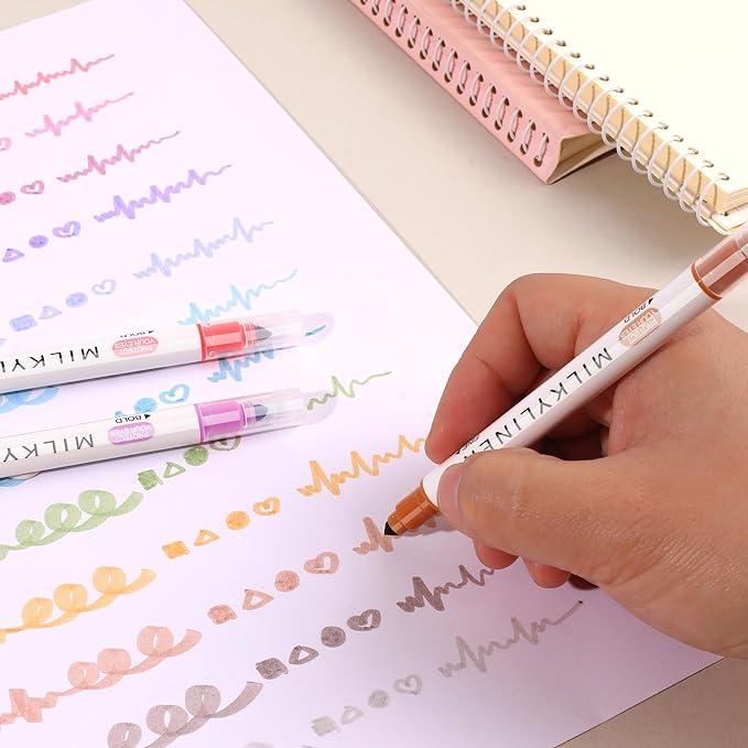 HANKU Pastel Highlighters, 24Pcs No Bleed Bible Highlighters Assorted Colors, Dual Tip Unique Retro Colors, Quick Dry Aesthetic Highlighters Markers for Bible Journals Planners Books Notes
