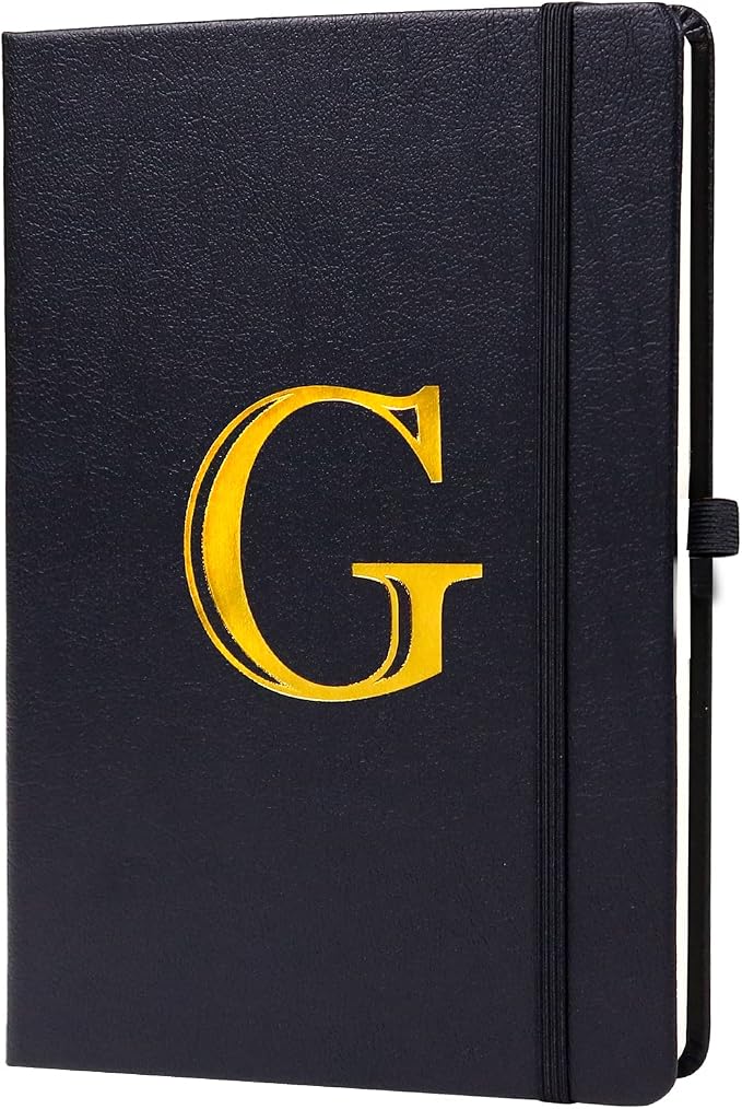 Business Notebook for Men Women, A5 Journal Notebook with A-Z , Dual-Sided Writing Paper Notebook with Dividers, Travel Journal for Teens, 200 Pages Leather Journal for Writing, Work, Meetings Black,G