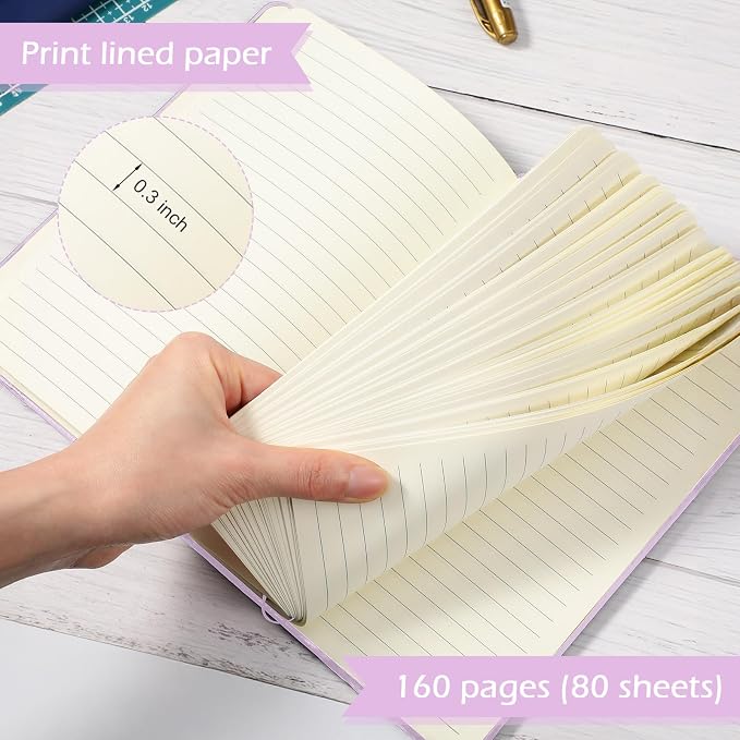 Honoson 20 Pack A5 Lined Journal Notebooks Hardcover Executive Notebook 5.5" x 8.3" PU Leather Wide Ruled Journals Bulk 160 Pages for Back to School Supplies Office Business Home (Pink)