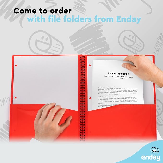 Poly 8 Pocket Organizer File Folder Letter Legal Document Organizer Perfect for Office, College, School and More (Pack of 6) - By Emraw
