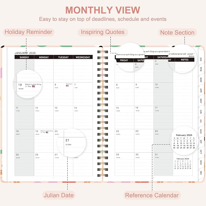 2026 Planner, Weekly and Monthly Calendar Planner Agenda, Jan 2026 - Dec 2026, Planning Academic Book, Office Desk Accessories and School Supplies - A5 (6.3'' x 8.5'')