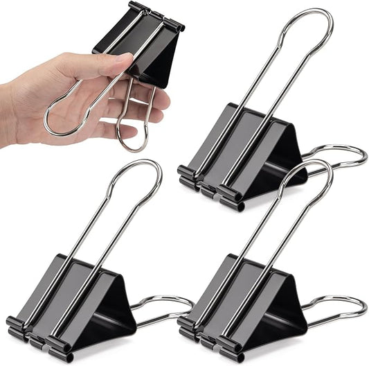 OWLKELA 4 Pack Binder Clips, 2.4 Inch, Black | Extra Jumbo Size, Large Paper Clamps,Ideal for Home, School and Office Supplies