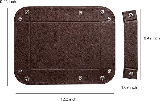 Valet Tray for Men PU Leather Tray Organizer with Partition Luxurious | Night Stand During Trays Storage Keys, Watch & Practical Storage for Table Nightstand Living Room Bedroom (Dark Brown)