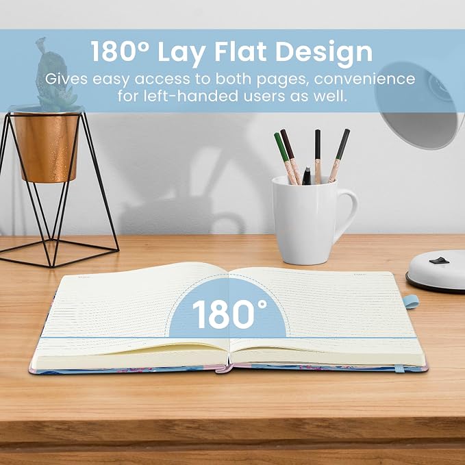 Taja Lined Journal Notebook for Women & Men, Hardcover Leather Journal for writing, A5 College Ruled Notebook for Work & Note Taking, Perfect for Office School Home Supplies, 160 Pages, Berry Teatime