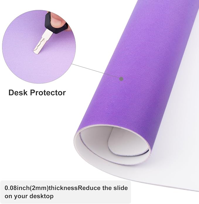 Colorful Star Purple Desk Mat Woman Office Desk Pad, 31.5" x 11.8" | PU Leather Keyboard Mouse Pad for Desk, Ombre Desk Accessories for Girls, Non-Slip Large Gaming Mouse Pads Desk Cover Décor
