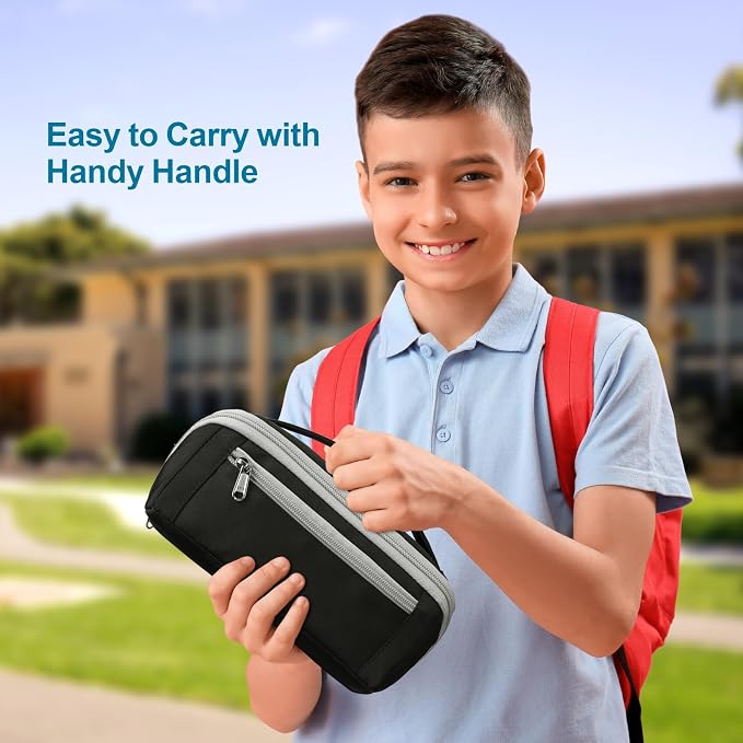 Large Capacity Pencil Case - Pencil Pouch for Teen Boys, Aesthetic Pouch Organizer with 8 Compartments, Wide Opening Marker Bag for Middle High School College, Fits Calculator, Black | Wide Open 8 Compartments, Flexible Dividers & Side Pockets, Handle,...