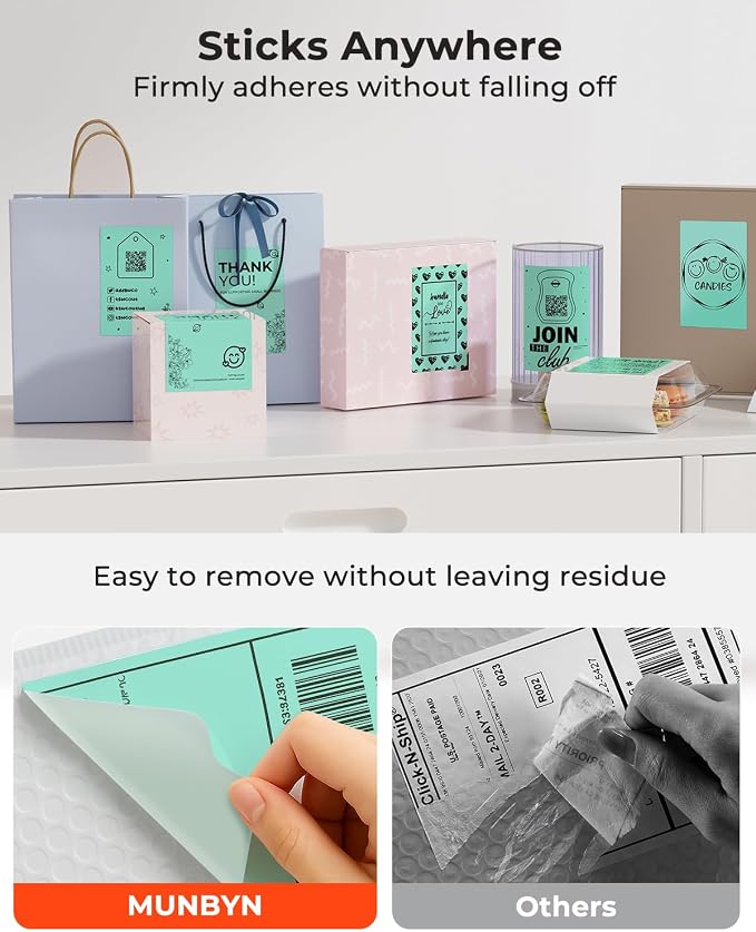 MUNBYN 4x6 Green Thermal Labels for Shipping Boxes, 220 Sheets/Stack | 4"x6" Fanfold Shipping Labels, No BPA and BPS, Print Clear and Sharp, Strong Adhesive, Compatible with Most Thermal Printers