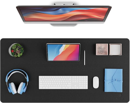 K KNODEL Large Desk Protector Mat and Pad for Office (Black, 15.7" x 31.5") | Waterproof Desk Mat, Desk Pads and Blotters, Desktop Mat, Desk Protector and Cover, Office Computer, Laptop and Keyboard Mat