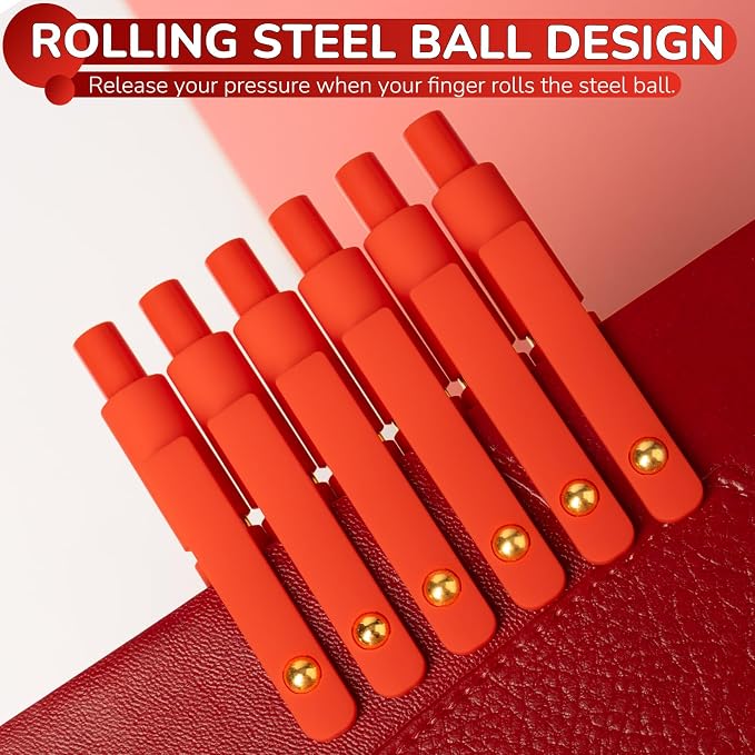 YOXMJDB 6 Pcs Red Ink Pens for Journaling 0.5mm Fine Point Red Gel Ink Pens, Smooth Writing Quick Dry Pen for Note Taking, Gift Set for Women & Men (6 Pcs Red Gold)