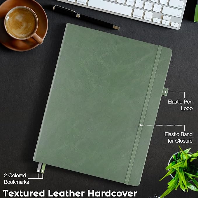 Blank Notebook, Hardcover Sketchbook, Leather Unlined Journal for Women Men | No Bleed Thick Paper Sketch Book for Drawing/Writing/Journaling, Lay Flat, A5 Portable Size for Work, School, and Travel