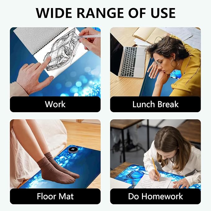 Heated Mouse Pad with 3 Levels Heated & 3 Hours Auto Shut-Off Mouse Pad for Warming Hands in Office Home, 31.5" x 13"Large Safe Desk Mat Hand Warmer，Glittering Butterfly