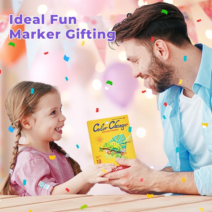 JoyCat 10 Color Changing Markers for Kids Ages 4-8, Dual Tip Magic Pens | Fun pens for kids change colors with white tips for 3D letters and secret notes; highlighters, school supplies and art gifts.