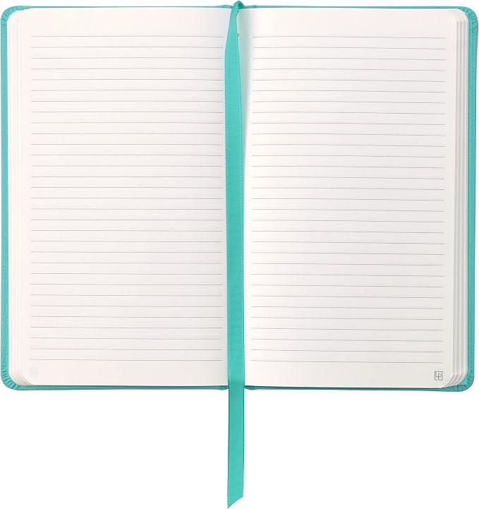 Leather Notebook, Writing Journal, Full-Grain Leather, Narrow Ruled Paper, Notebooks for Work & School, Reef Blue (8.4" x 5.4”)