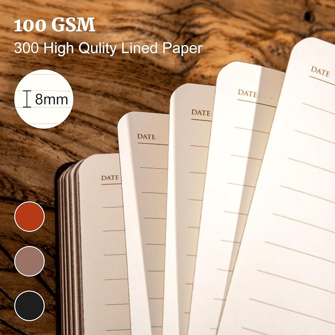 CAGIE Lined Journal Notebook for Women Men, 300 Pages Soft Cover Notebook Leather Journals for Writing, 180 Lay Flat Vintage Mens Journal Personal Diary 8.5"×11", Brown