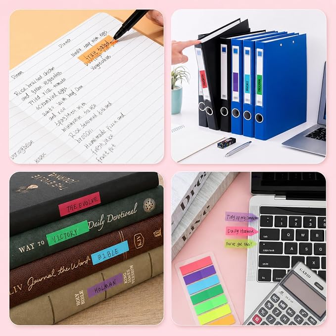 Mr. Pen- Page Markers Sticky Tabs, 800 pcs | Colored Translucent Arrow Flags for Page Marking, Fluorescent Index Tab Stickers for Notebooks, Small Sticky Notes Flags