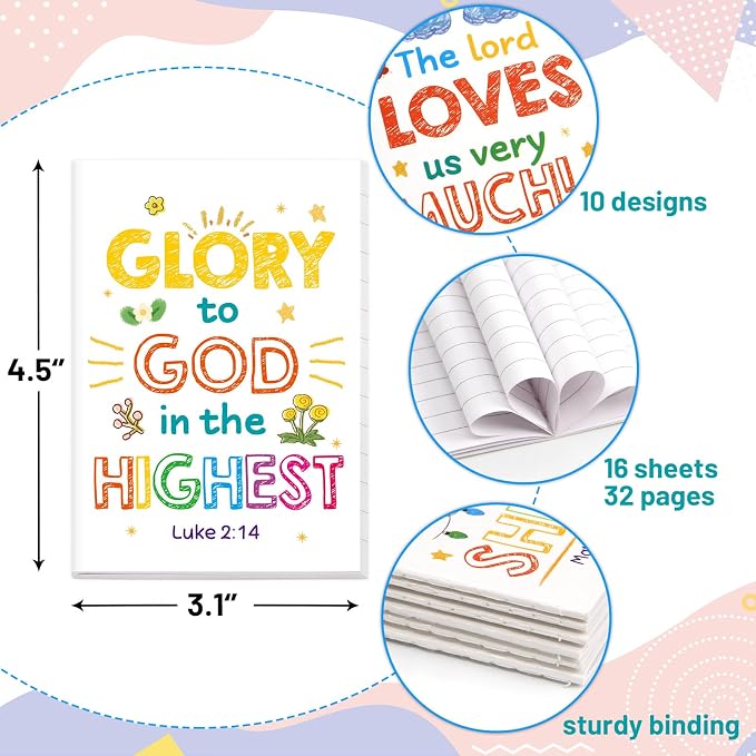 Fancy Land Christian Party Favors for Kids Religious Notepads 12Pcs | Bible Verse Notepad, Religious Party Favors, Inspirational Journals Note Pad, Sunday School, Classroom, Office Supplies