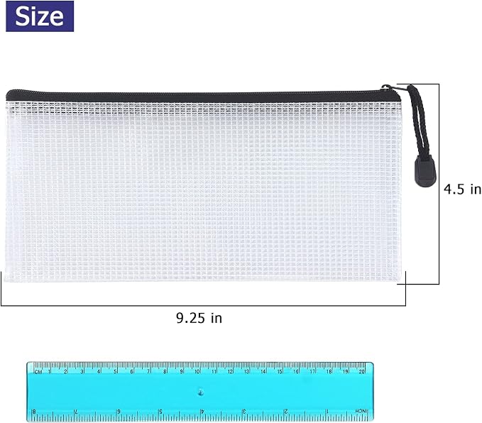 Tamaki 10 Pack Small Mesh Zipper Pouch Bags A6 Size, Black | Waterproof Zipper Bags Pouches for Organization Office Supplies