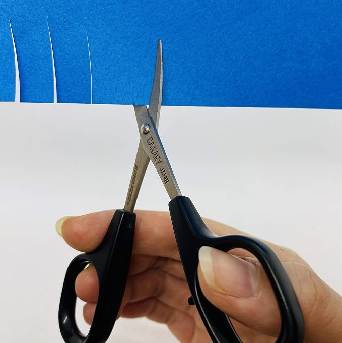 CANARY Japanese Mini Craft Scissors 4" Curved Blade [Extra Non-Stick], Small Detail Scissors for Paper Crafting, Fabric Cutting, Art Crafts, Made in JAPAN