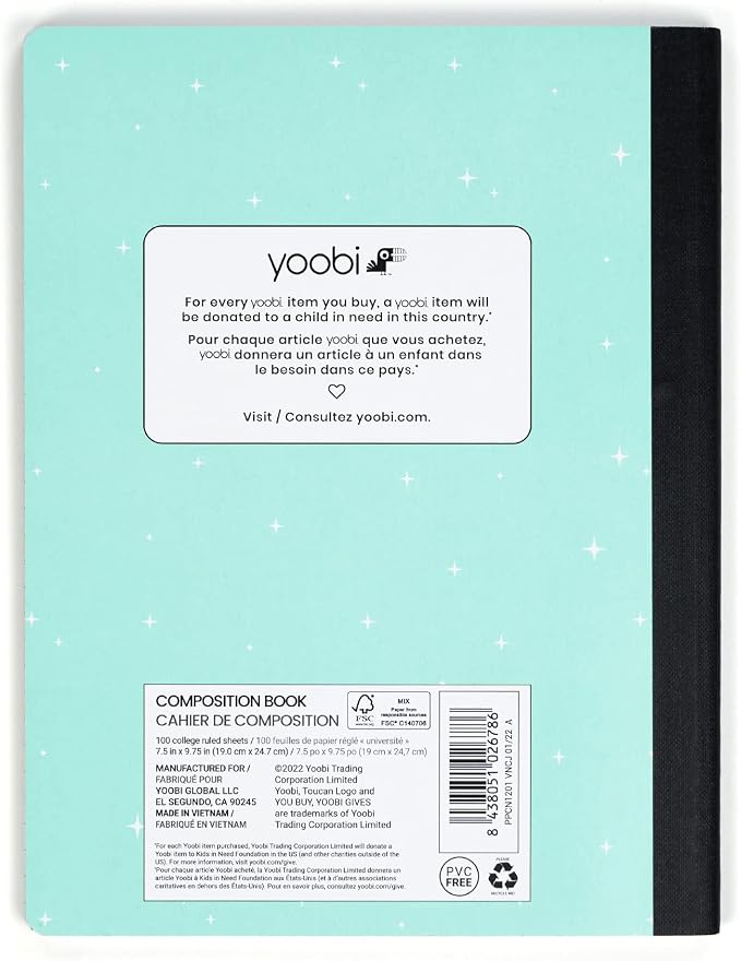 Yoobi | Composition Notebook | College Ruled Paper | Printed Variety Pack (Mint Twinkle)