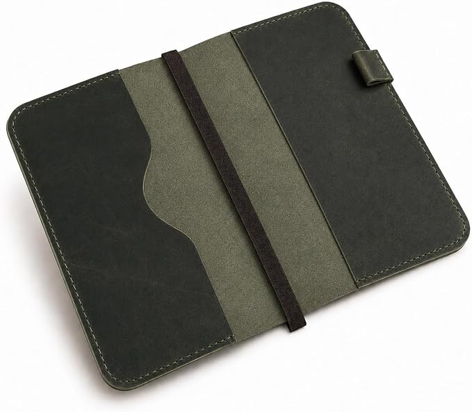 A5 Leather journal cover, Refillable Journal Cover for Large and Medium A5, Leather Handmade Notebook Cover, 9 x 6 Inches Leather Bound Journal (Green)