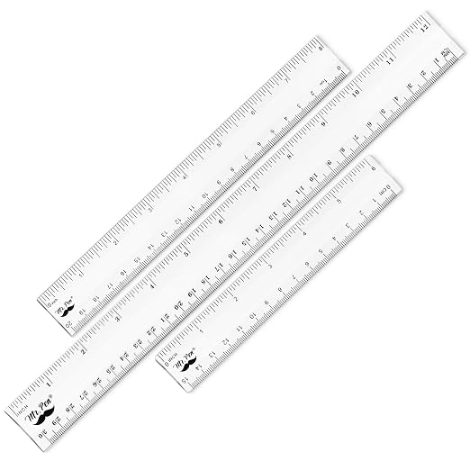 Mr. Pen- Clear Ruler Set, 3 Pack, 6", 8" and 12 Inch, Easy-to-Read Markings | Scratch-Resistant Design, Durable Plastic Rulers for Crafting Office & School, School Supplies