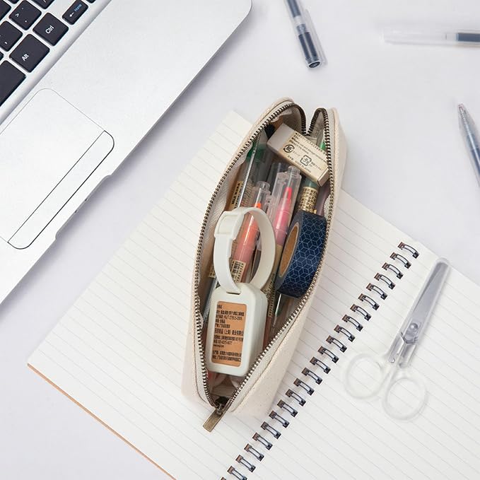 Pencil Case Small Pencil Pouch Slim (Black, Canvas)