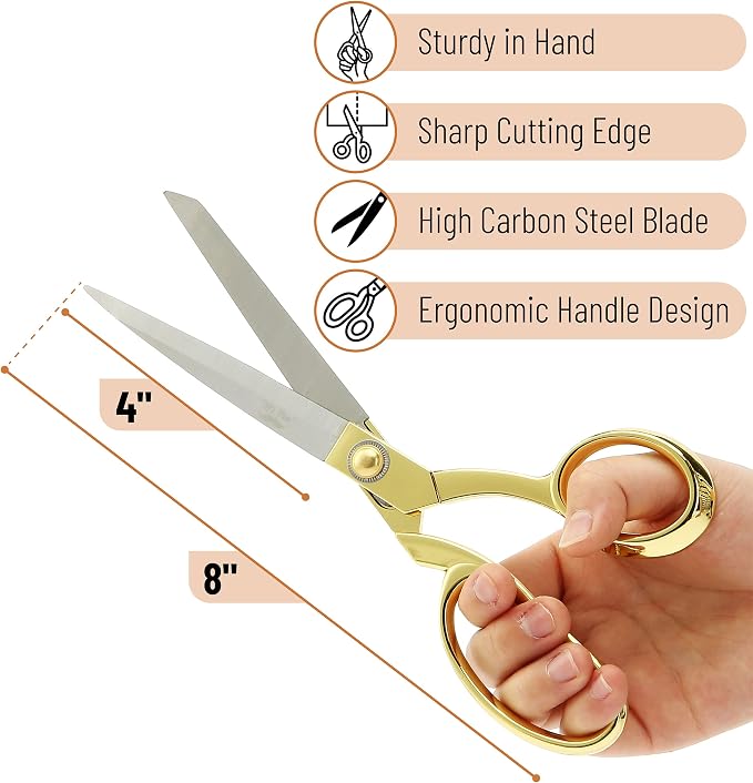 Mr. Pen- Premium Tailor Scissors, 8-Inch | Heavy Duty Carbon Steel Sewing & Fabric Scissors, Tailor Shears, Ultra-Sharp for Smooth Cutting