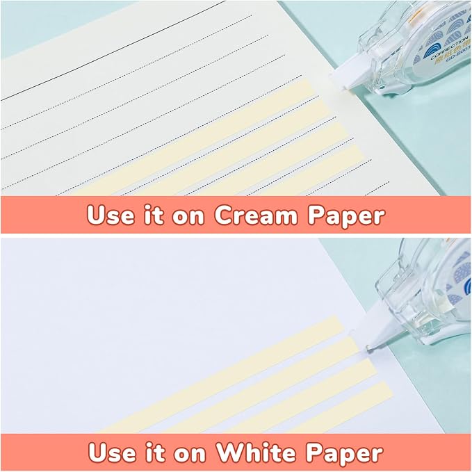 Temiary 5 Pcs Aesthetic Beige Correction Tape, Smooth Glide Quick Dry Tapes for Instant Corrections, Easy to Use White Tape Out Applicator Set for Office Note Taking, Journaling (Abstract Patterns)