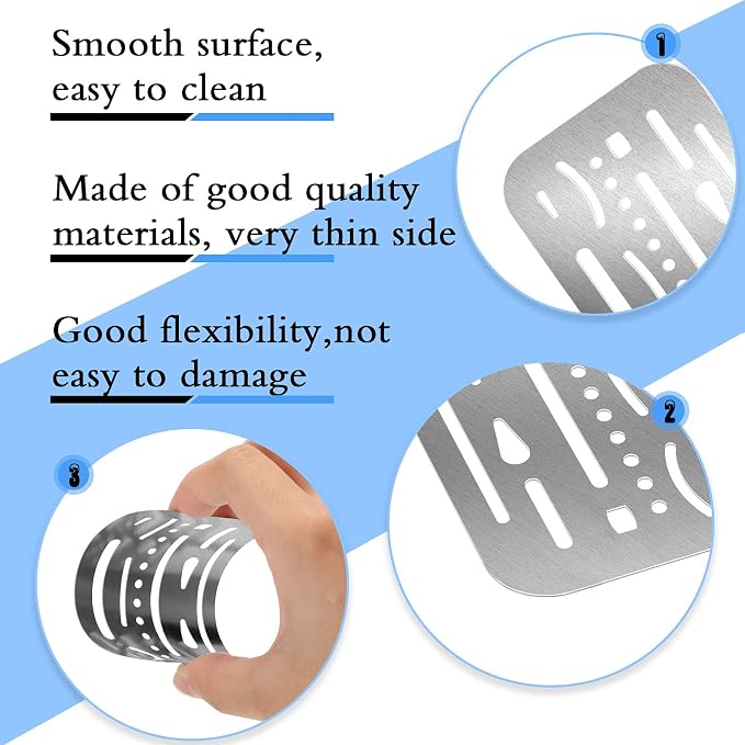 Clabby 4 Pieces Drafting Eraser Shield Erasing Shield for Drawing Stainless Steel Drawing Template Tools Stencil with 26 Openings or 27 Openings for Mechanical Engineering Artists, 2 Designs