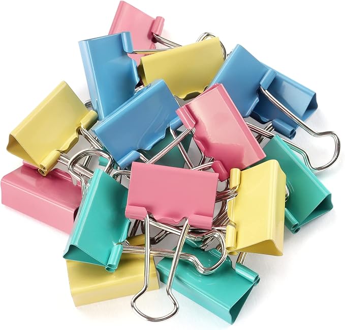 ZZTX 12 Pack Large Binder Clips 2.0 Inches Assorted Colors | Paper Clamps Clips, Durable steel, Strong clip, Color-coded