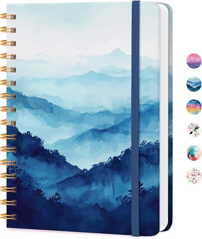 CICPAP Lined Spiral Journal Notebook, A5 College Ruled Notebook for Journaling, Note-Taking, and Daily Planning, Durable Hardcover with an Elegant Design, Mountain