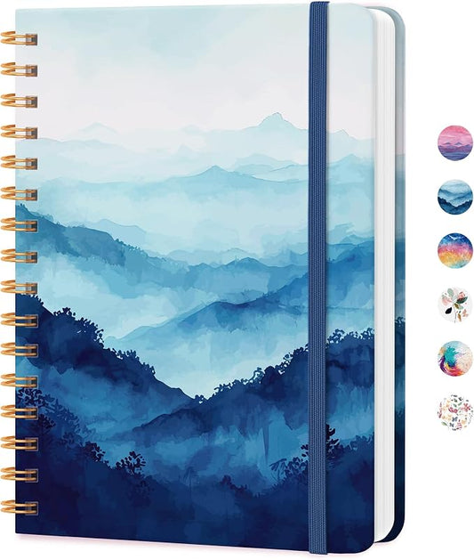 CICPAP Lined Spiral Journal Notebook, A5 College Ruled Notebook for Journaling, Note-Taking, and Daily Planning, Durable Hardcover with an Elegant Design, Mountain