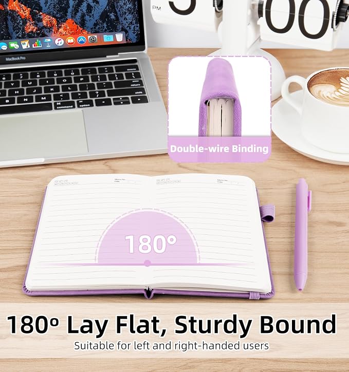 3 Pack Pocket Journaling Notebooks, A6 Small Notebook Total 360 Pages Journaling Notebooks For Note Taking Journals For Writing Mini Note Pads With Pen Holder 100 GSM Thick Paper(3 Purple)