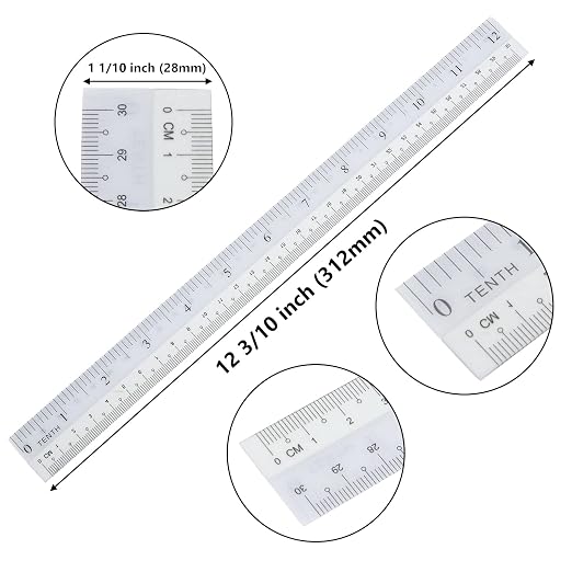 36 Pack Clear Flexible Ruler 12 Inch Plastic Bendable Ruler 12 in/ 30cm Shatter Resistant Straight Flexible Clear Rulers with Inches and Centimeters for Student Teacher School Office Home Use