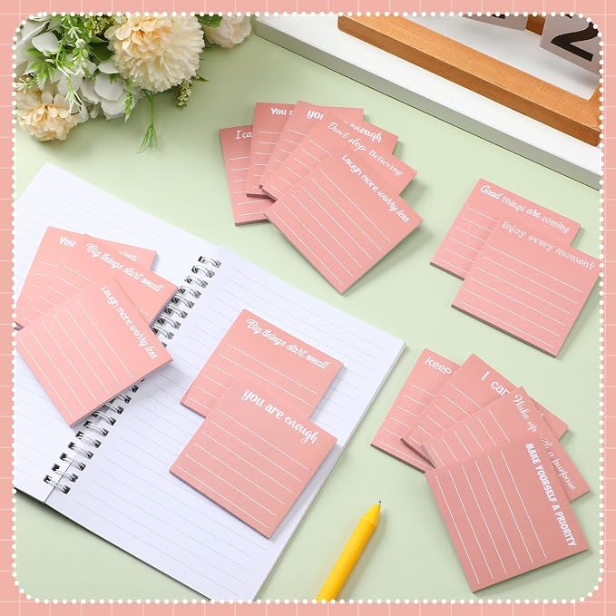 Yinder 24 Pcs Inspirational Sticky Notes, Back to School Supplies, Cute Motivational Sticky Notes Pad Employee Appreciation Gifts Bulk for Teacher Coworker Office 3 x 3'' (Inspirational,Rose Gold)