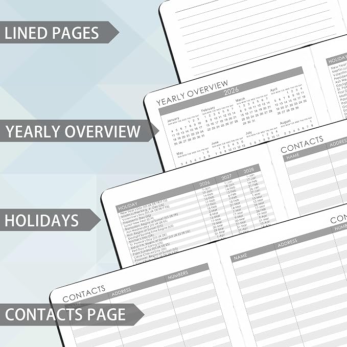 2026-2027 Planner - Academic Planner 2026-2027 Weekly Monthly Planner, July 2026 - June 2027, 5.7'' x 8.4'', Thick Paper, Leather Cover, Pen Holder, Back Pocket, Perfect Daily Organizer- Grey